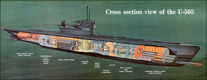 Small cross-section of U-505.