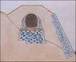 Cross-section of the aqueduct pipe and supports.