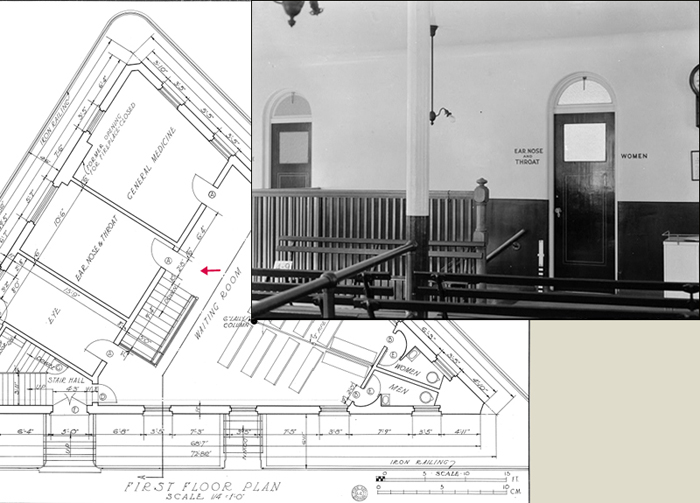 The Dispensary's first-floor waiting room and floor plan.