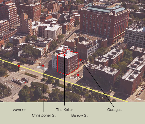 Aerial photo depicting the Keller Hotel.